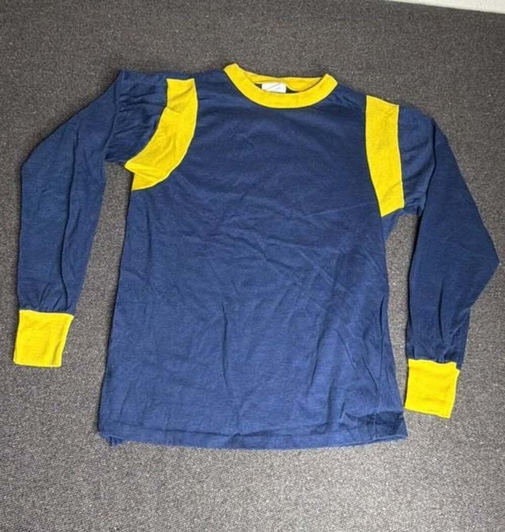 Abels Long Sleeve Shirt Size 14 Blue Yellow Vintage
